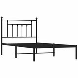 Bed Frame Black Powder-Coated Steel Single Bed Frame 353531