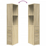 Narrow Bathroom Cupboard with Wheels Sonoma Oak Engineered Wood 855297