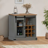 Sideboard HALDEN with Sliding Door Grey 80x40x80 cm Solid Wood 4018423