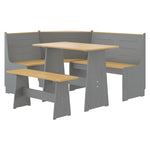 3 Piece Dining Set REINE Honey Brown and Grey Solid Wood Pine 3096569