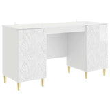 Desk High Gloss White Engineered Wood 142.5 x 50 x 75 cm 3414616