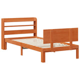 Bed Frame with Headboard 2 pcs Wax Brown Solid Pine Wood 3422755