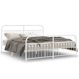 Metal Bed Frame without Mattress with Footboard White 183x213cm 376672