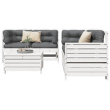 5 Piece Garden Sofa Set White Solid Wood Pine 3250813