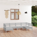 6 Piece Garden Lounge Set White Solid Wood Pine 3083395