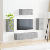 TV Cabinet Set Wall-mounted 5 pcs Concrete Grey Engineered Wood 3409072