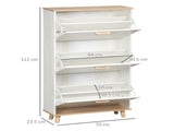 Narrow Shoe Cabinet, Slim Shoe Storage Cabinet with 3 Flip Drawers and Adjustable Shelves, 12 Pair T3398P344528