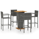 ZNTS 5 Piece Garden Bar Set Grey 3064867