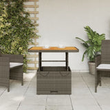 Garden Table Grey 80x80x71 cm Poly Rattan and Acacia Wood 368270