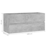 Sink Cabinet Concrete Grey 100x38.5x45 cm Engineered Wood 804768