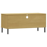 TV Cabinet with Metal Legs Brown Solid Wood Pine OSLO 351024