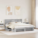 Bed Frame Grey Sonoma 180 x 200 cm Engineered Wood 3408737
