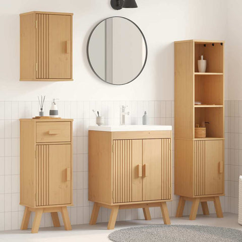 Bathroom Furniture Set with Door 4 pcs Brown 114 x 43 x 73.5 cm 3334190