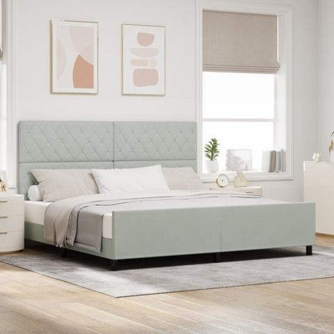 ZNTS Bed Frame Light Grey 200x200 cm Velvet 3344897