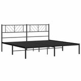Metal Bed Frame without Mattress with Headboard Black 193x203cm 372185