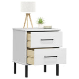 Bedside Cabinet with Metal Legs White Solid Wood Pine OSLO 350975
