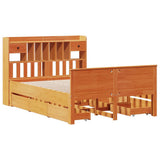 Bookcase Bed without Mattress Wax Brown 140x190 cm Solid Wood Pine 3308935