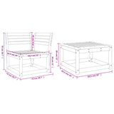 Garden Sofa Set White Solid pine wood 3 Piece Modular 3216986