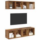 TV Cabinet Set 4 pcs Old Wood 37 x 37 x 72 cm Engineered Wood 3393531