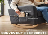 Upholstered Rocking Chair Retractable Footrest Rocker Chair High Back for Living Room Grey T3398P548051