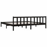 810106 Bed Frame without Mattress Black Solid Wood 200x200 cm