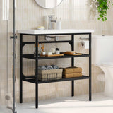 Bathroom Washbasin Frame Black 79x38x83 cm Iron 338489