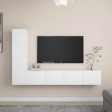 4 Piece TV Cabinet Set White Engineered Wood 3078674