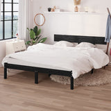 Bed Frame without Mattress Black Solid Wood Pine King Size 810156