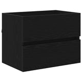 Bathroom Furniture Set with Drawer Wall-mounted 2 pcs Black Oak 875434