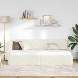 Corner Bed Frame with Headboard Cream 80 x 200 cm Velvet 42016520