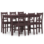 7 Piece Dining Set Pinewood Dark Brown 283377
