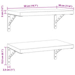 Wall Shelves 2 pcs 50x30 cm Silver Stainless Steel 3214509