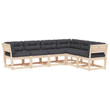 6 Piece Garden Sofa Set with Cushions Solid Wood Pine 3217020