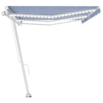 ZNTS Manual Retractable Awning with LED 600x350 cm Blue and White 3069681