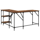 Desk Smoked Oak 139x139x75 cm Engineered Wood 837589
