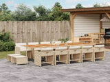 15 Piece Garden Dining Set with Cushions Beige Poly Rattan 3211180