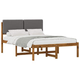 Bed Frame with Upholstered Headboard Natural and Light Grey 904335
