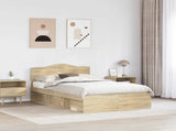 Bed Frame Sonoma Oak 135 x 190 cm Solid Pine Wood 3412909