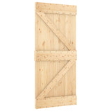 Sliding Door 100 x 210 cm Solid Pine Wood Natural and White 3445025