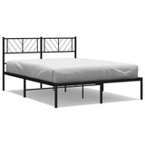 Metal Bed Frame without Mattress with Headboard Black 160x200cm 372182