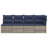 Garden Sofa with Cushion Grey 227 x 62 x 69cm Poly Rattan 366150