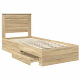 Bed Frame with Drawer with Headboard Manual Engineered Wood 3410368