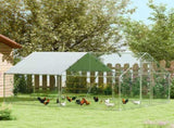 Walk-in Chicken Run w/ Cover, Feeding Door, Hanging Feeder, Perch, for 12-18 Poultry T3398P551674