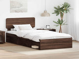 Bed Frame with Headboard Brown Oak 100 x 200 cm Solid Pine Wood 3412120
