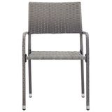 ZNTS Garden Dining Chairs 4 pcs Stackable Grey Poly Rattan 318701