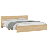 Bed Frame with LED without Mattress Sonoma Oak 200x200 cm 3207583