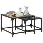 ZNTS Nesting Coffee Tables 2 pcs with Black Glass Top Steel 845983