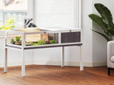 Wooden Tortoise House with Dual-Zone Habitat, Clear Panels, Openable Top, Metal Mesh, for Tortoises T3398P549979