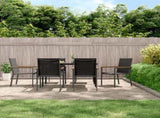 7 Piece Garden Dining Set Black Textilene and Steel 3187036