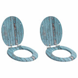 Soft-Close Toilet Seat 2 pcs Blue 44 x 38 cm MDF board 3414537